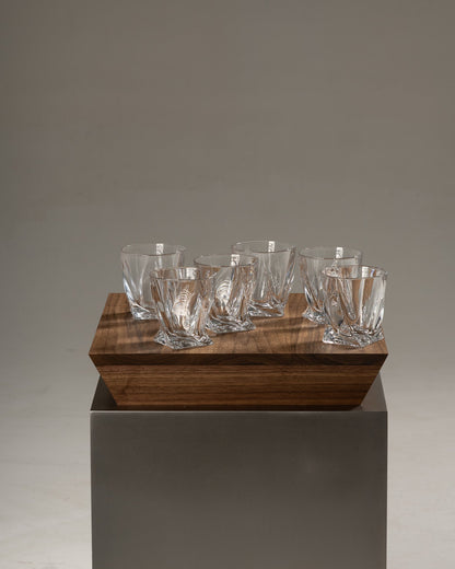 SET OF 6 QUADRO CRYSTAL WHISKEY GLASSES, 1990s