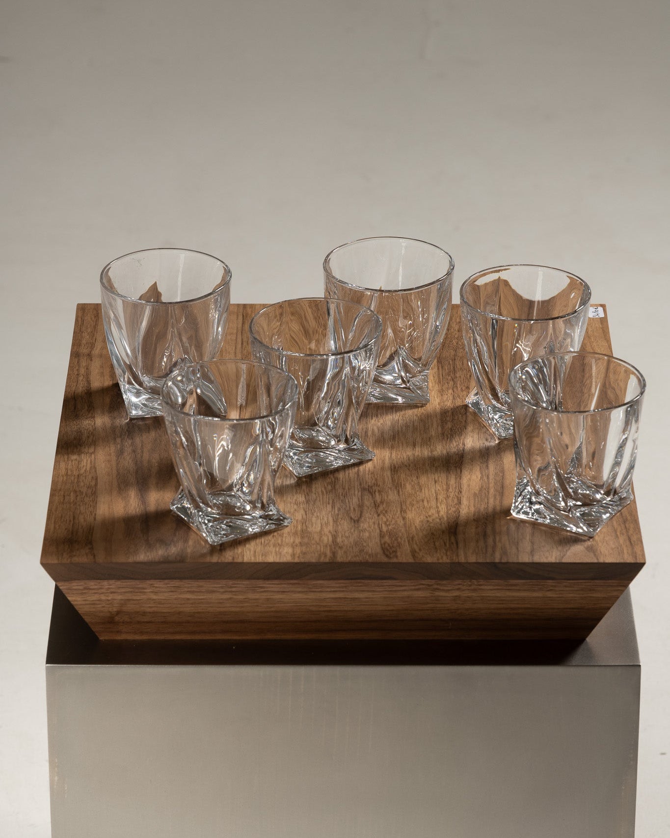SET OF 6 QUADRO CRYSTAL WHISKEY GLASSES, 1990s
