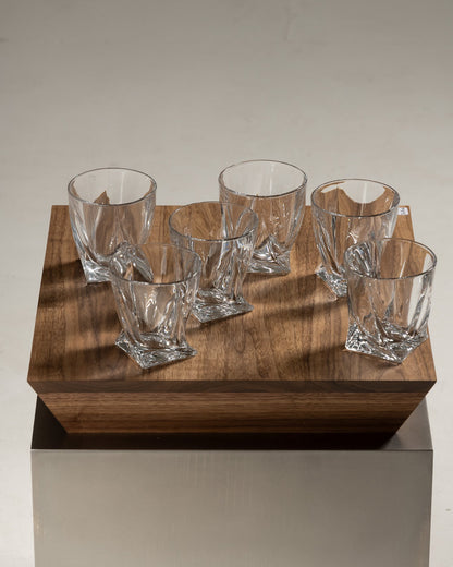 SET OF 6 QUADRO CRYSTAL WHISKEY GLASSES, 1990s