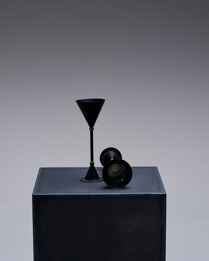 PAIRE DE BOUGEOIRS EN MÉTAL MEMPHIS, 1980s