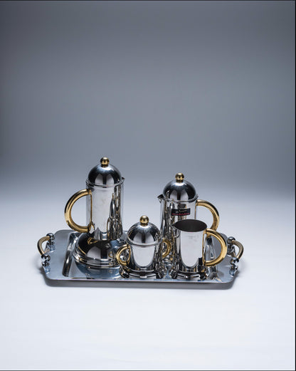 SERVICE A CAFÉ EN INOX ET LAITON, 1980s