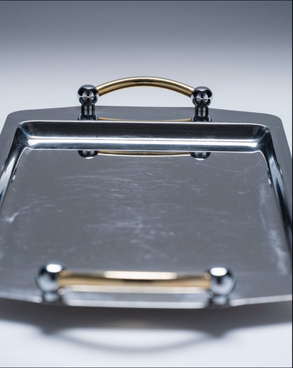 SERVICE A CAFÉ EN INOX ET LAITON, 1980s