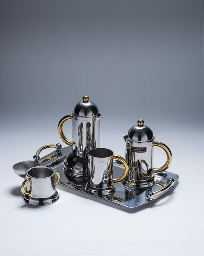 SERVICE A CAFÉ EN INOX ET LAITON, 1980s
