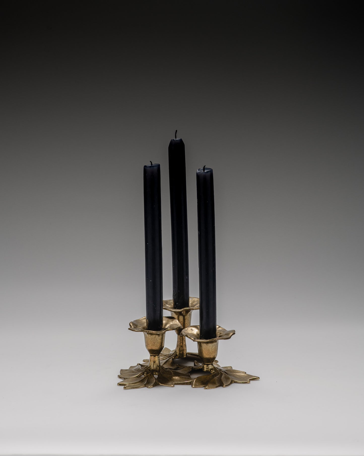 THREE-BURNER BRASS CANDLESTICK, 1970s