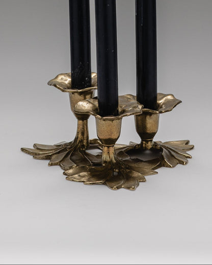 THREE-BURNER BRASS CANDLESTICK, 1970s