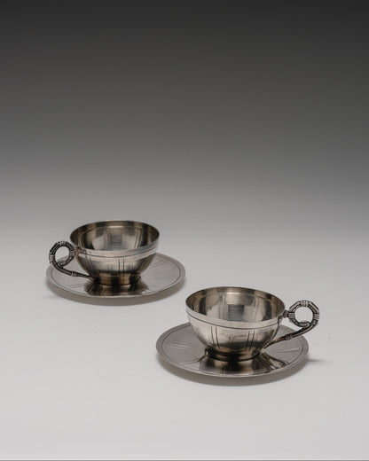 Pair of silver-plated metal coffee cups, 1960s