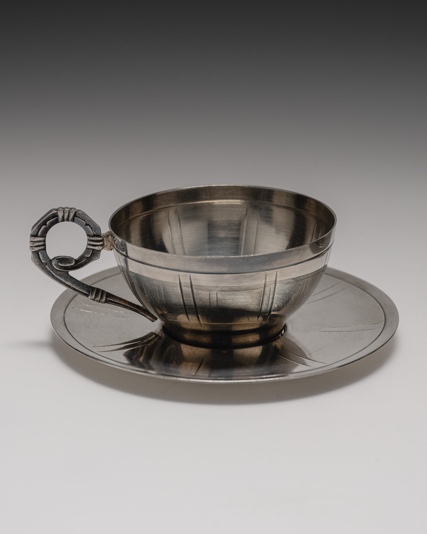 Pair of silver-plated metal coffee cups, 1960s