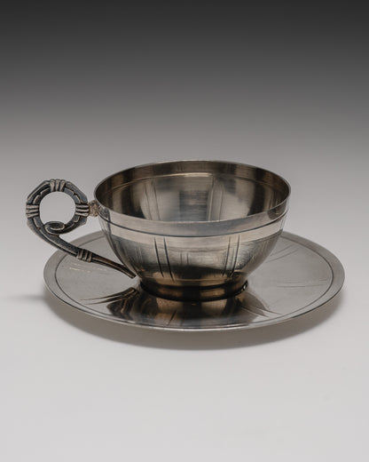 Pair of silver-plated metal coffee cups, 1960s