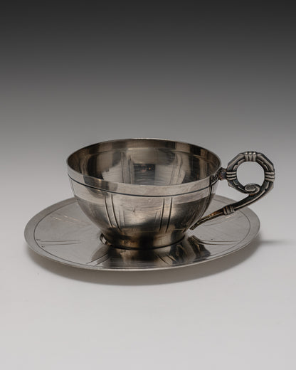 Pair of silver-plated metal coffee cups, 1960s