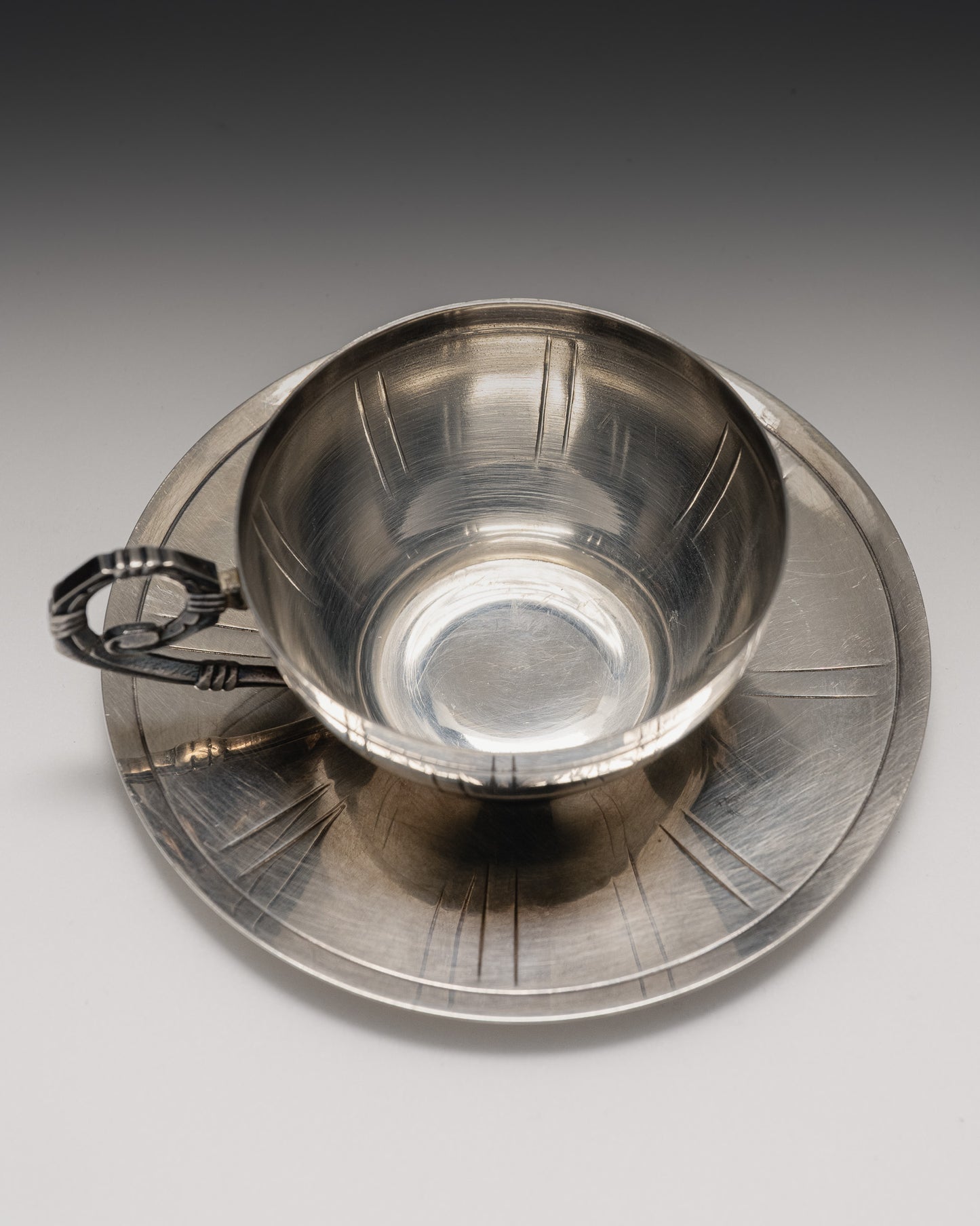 Pair of silver-plated metal coffee cups, 1960s