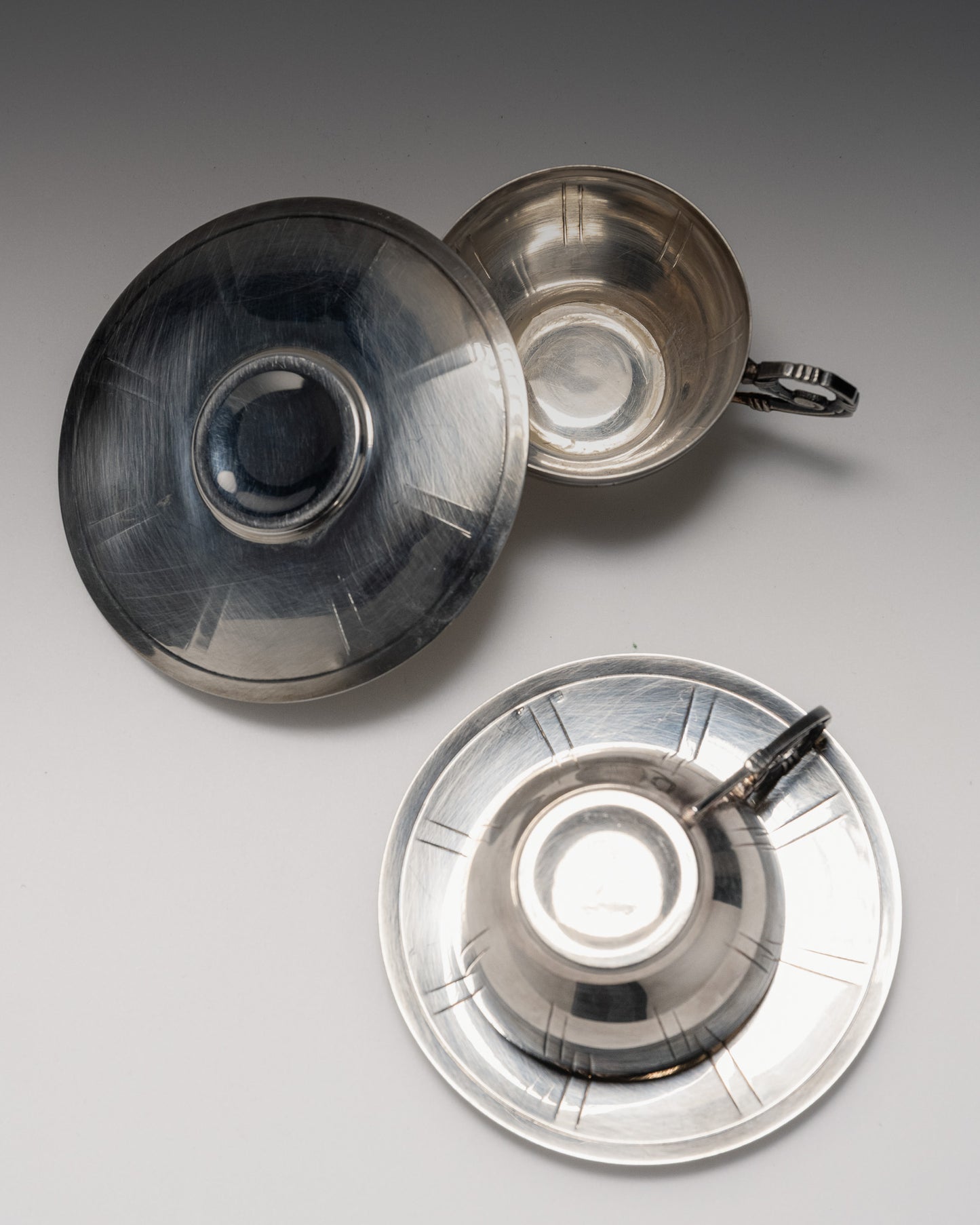 Pair of silver-plated metal coffee cups, 1960s