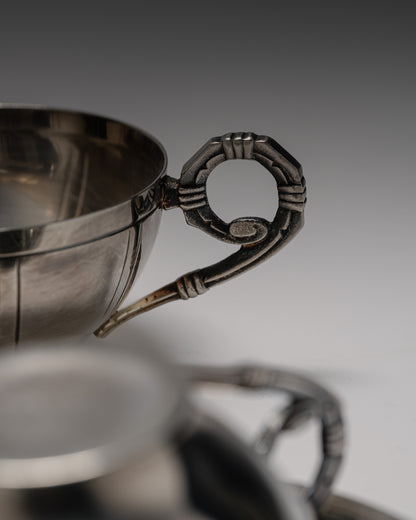 Pair of silver-plated metal coffee cups, 1960s