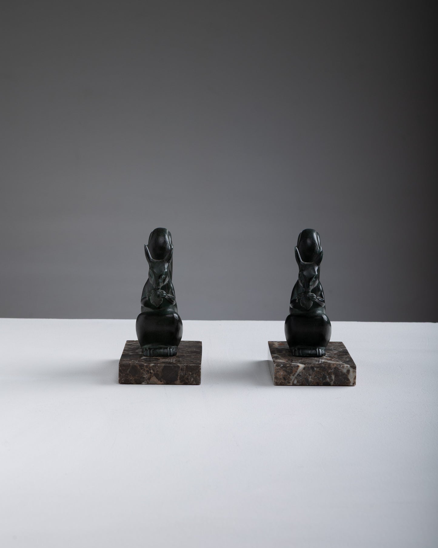 PAIR OF SQUIRREL BOOKENDS, 1930s
