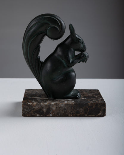 PAIR OF SQUIRREL BOOKENDS, 1930s