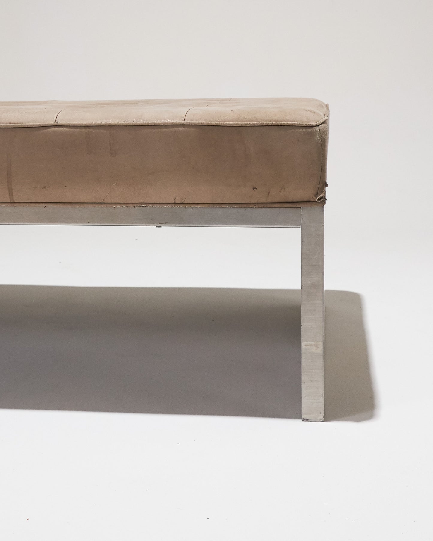 METAL AND SUEDE BENCH, 1980s