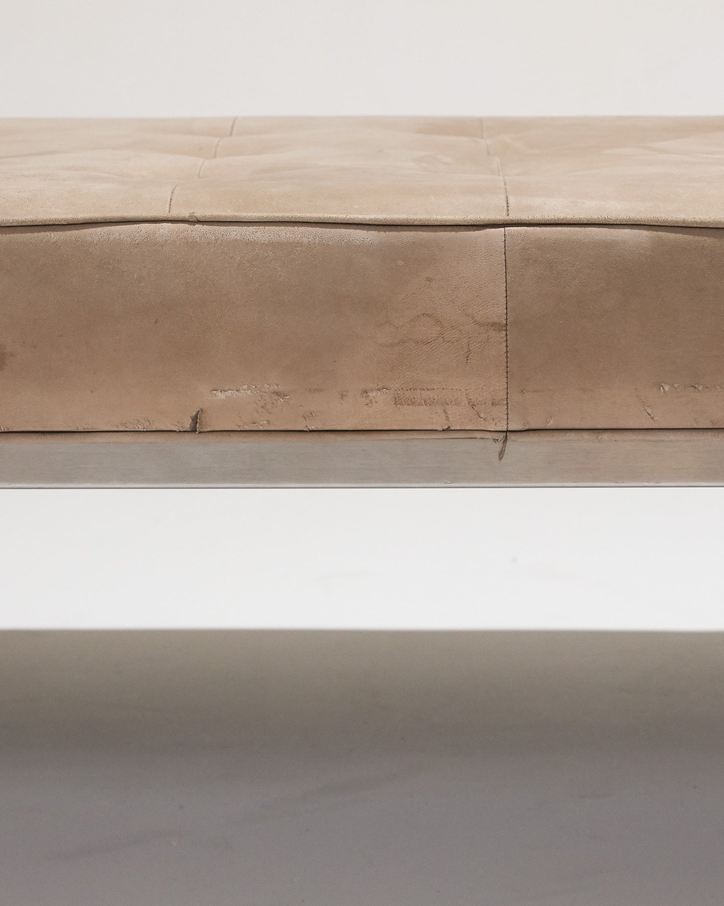 METAL AND SUEDE BENCH, 1980s