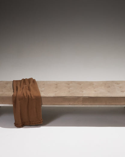 METAL AND SUEDE BENCH, 1980s