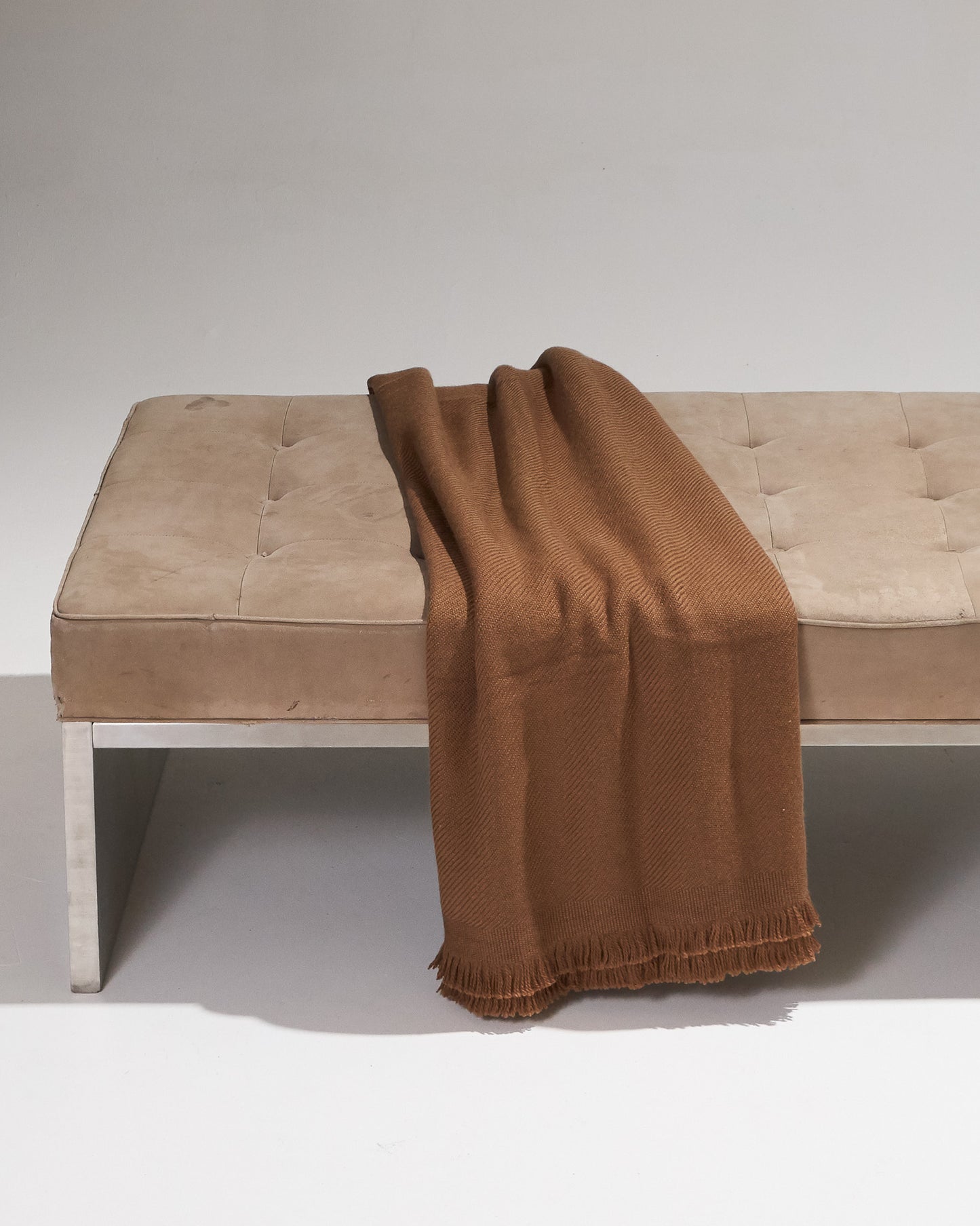 METAL AND SUEDE BENCH, 1980s