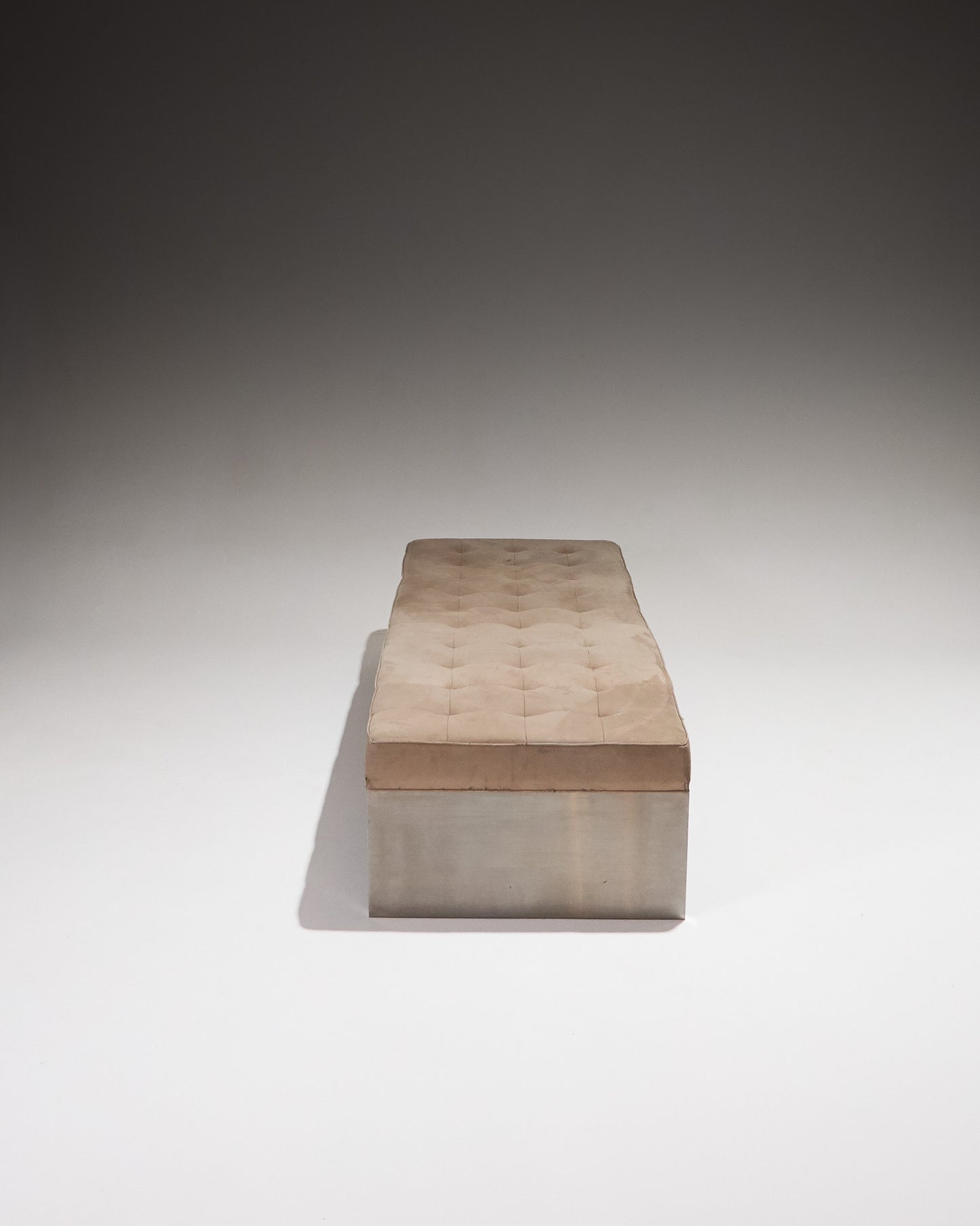 METAL AND SUEDE BENCH, 1980s