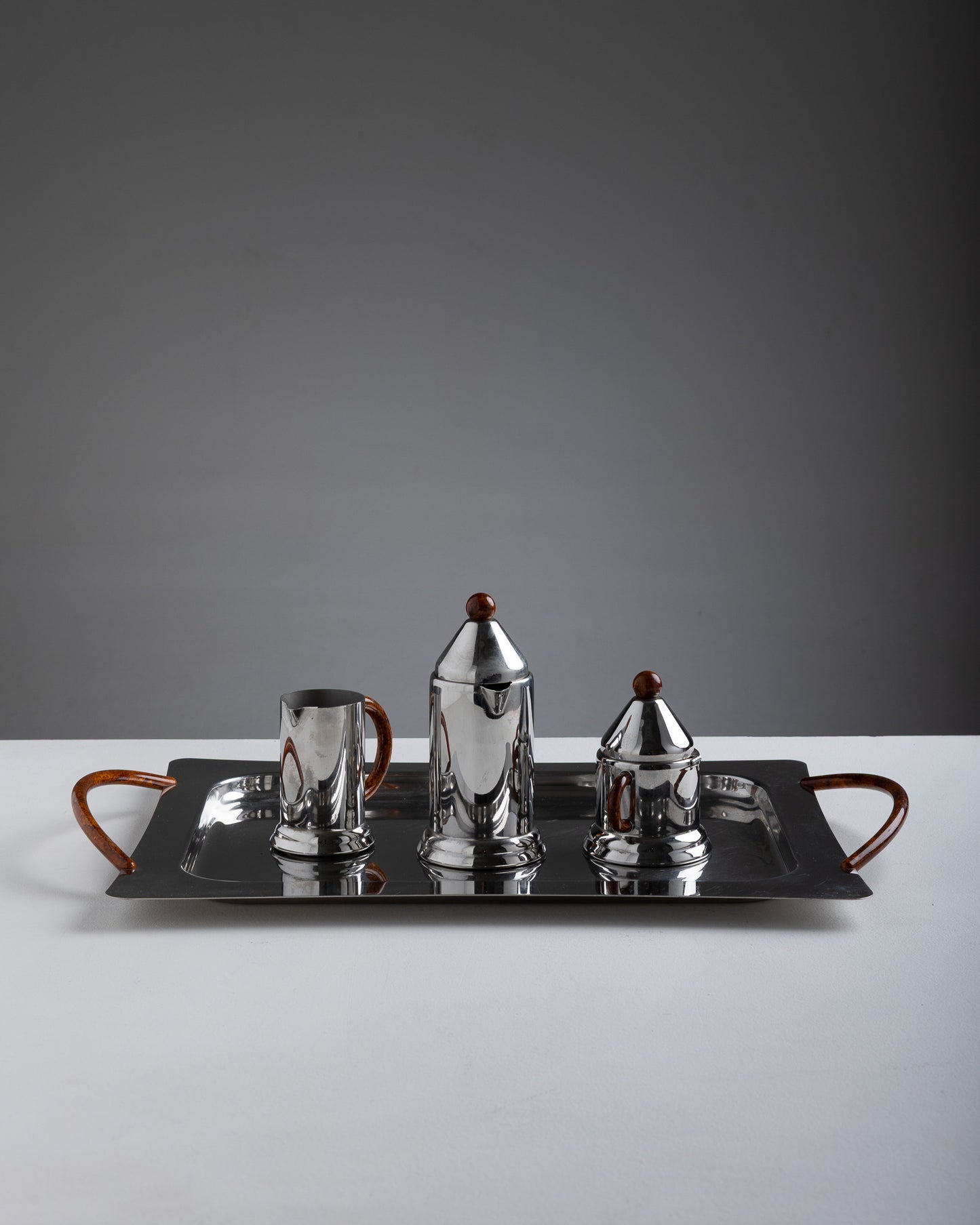 SILVER-PLATED METAL COFFEE SET, 1960s