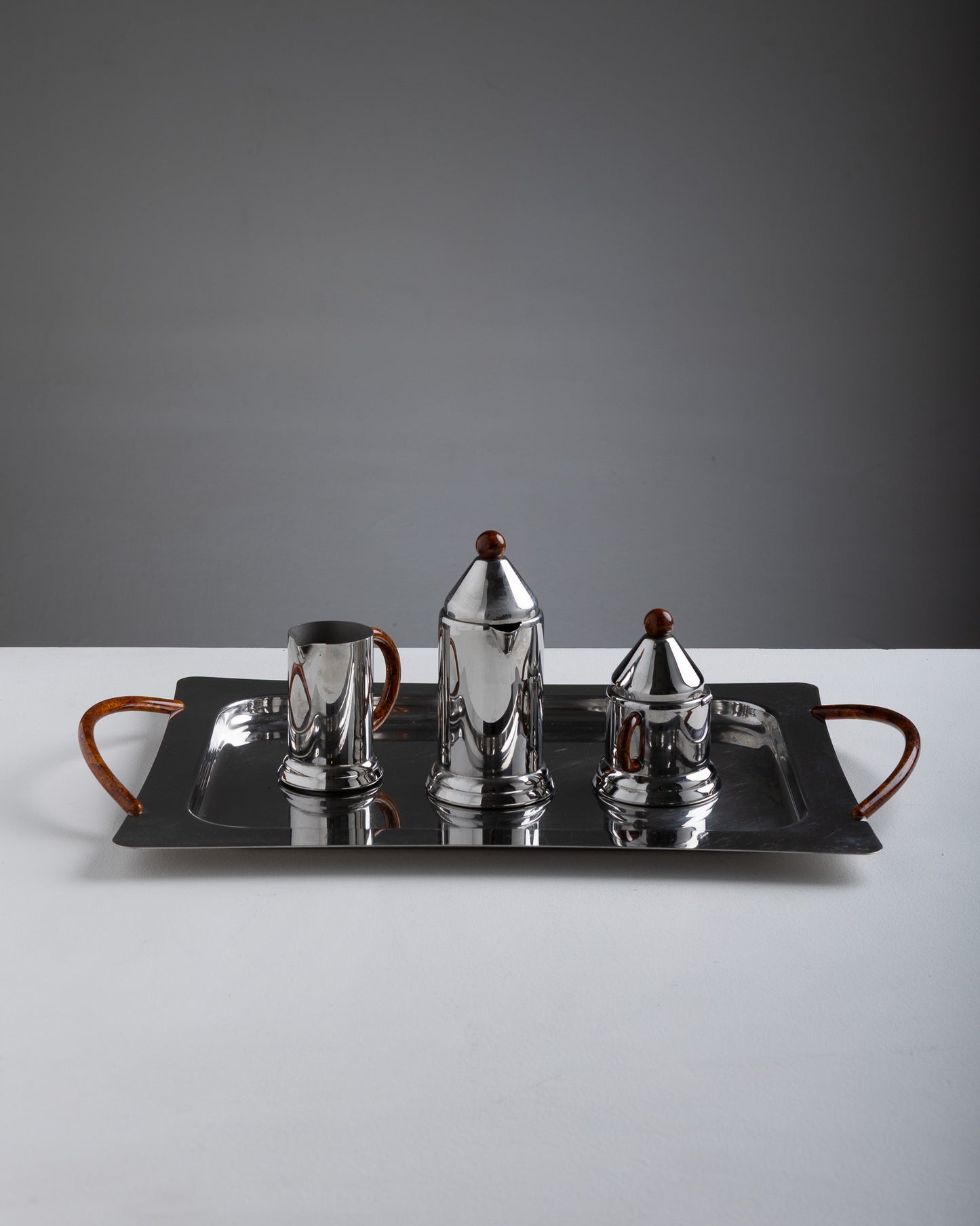 SILVER-PLATED METAL COFFEE SET, 1960s