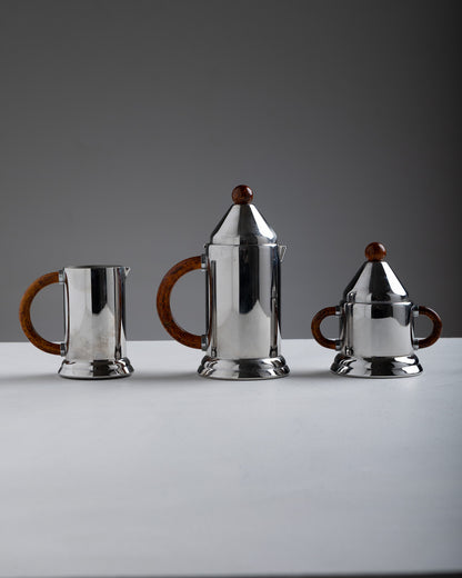 SILVER-PLATED METAL COFFEE SET, 1960s