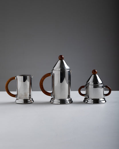 SILVER-PLATED METAL COFFEE SET, 1960s
