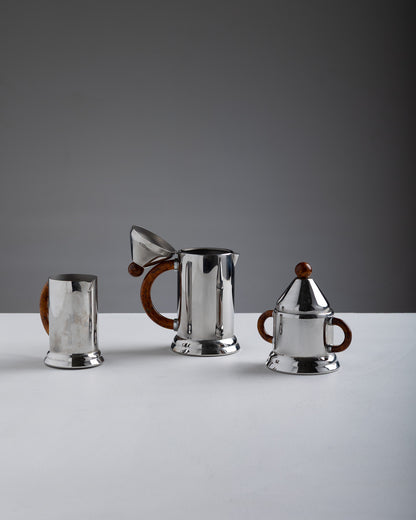 SILVER-PLATED METAL COFFEE SET, 1960s