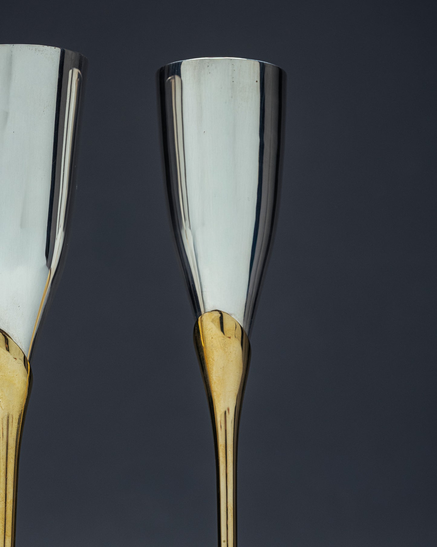 SET DE 4 FLÛTES EN MÉTAL ET LAITON, 1970s