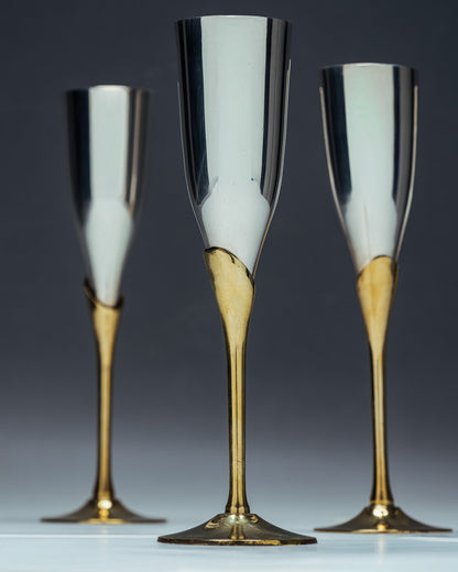 SET DE 4 FLÛTES EN MÉTAL ET LAITON, 1970s