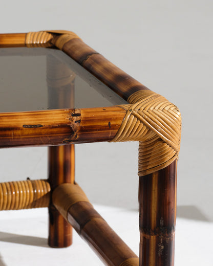 Coffee table in wood and glass, Andoux-Minet, 1950s