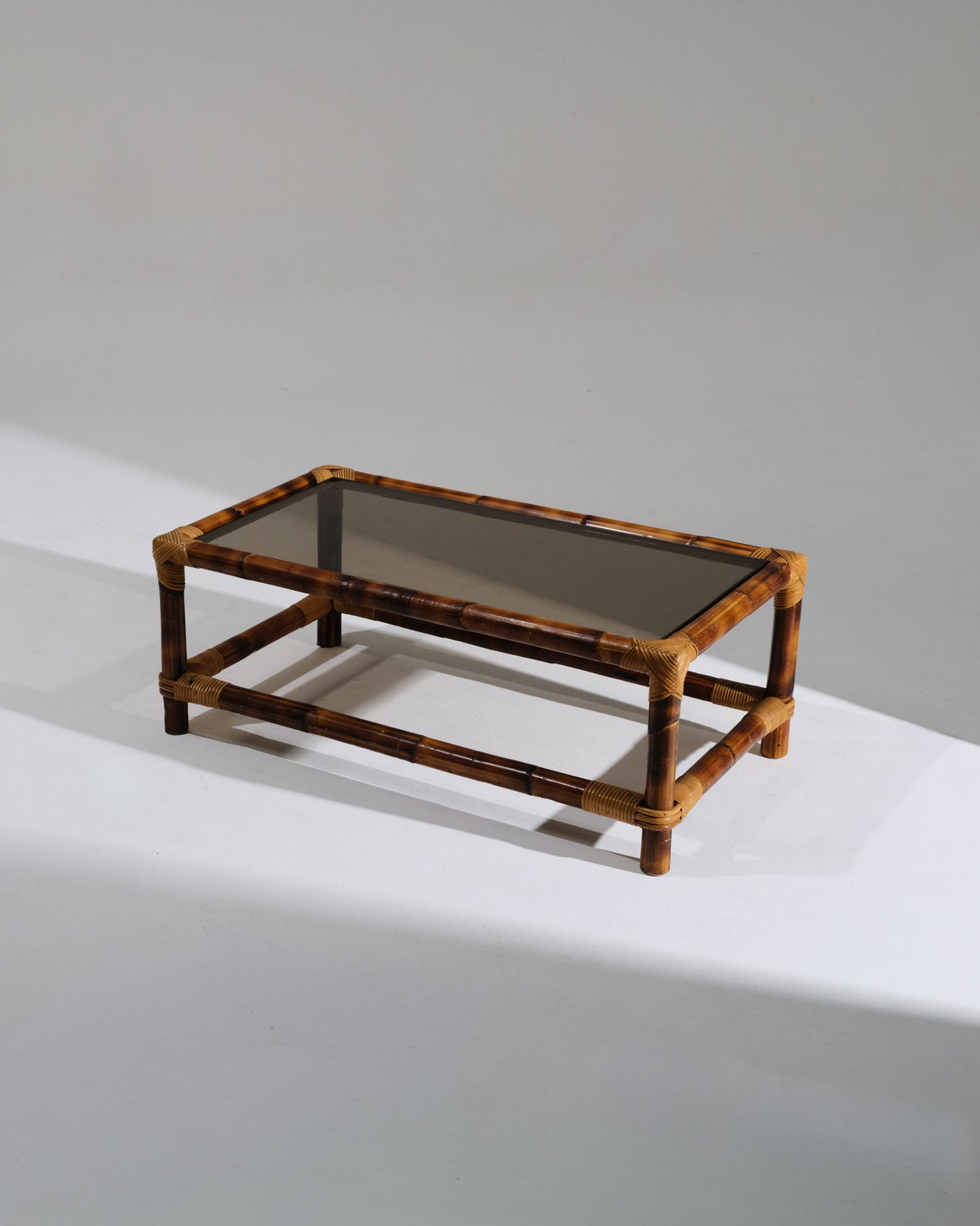 Coffee table in wood and glass, Andoux-Minet, 1950s