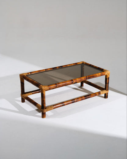 Coffee table in wood and glass, Andoux-Minet, 1950s