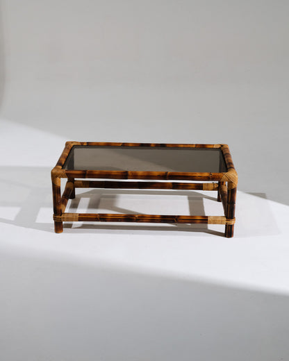 Coffee table in wood and glass, Andoux-Minet, 1950s