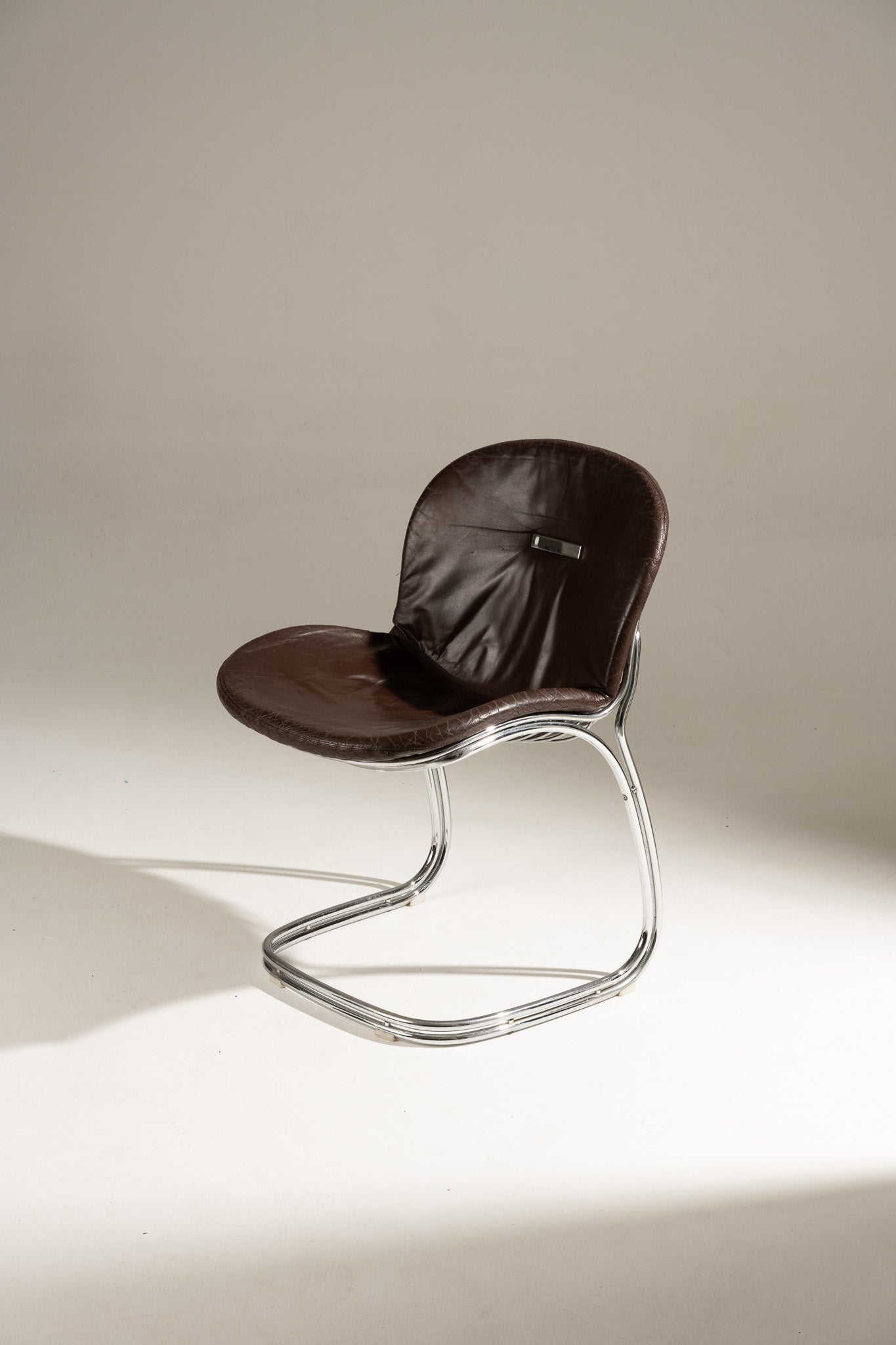 SET OF 6 STEEL AND LEATHER CHAIRS, SABRINA GASTONE RINALDI, 1970s