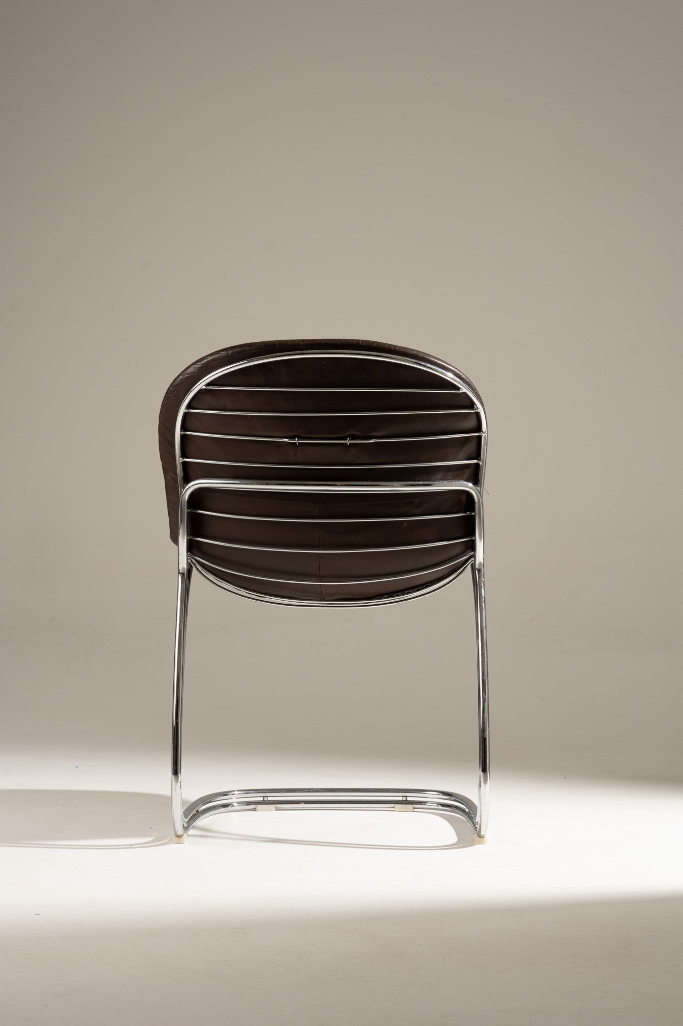 SET OF 6 STEEL AND LEATHER CHAIRS, SABRINA GASTONE RINALDI, 1970s