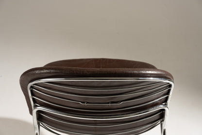 SET OF 6 STEEL AND LEATHER CHAIRS, SABRINA GASTONE RINALDI, 1970s