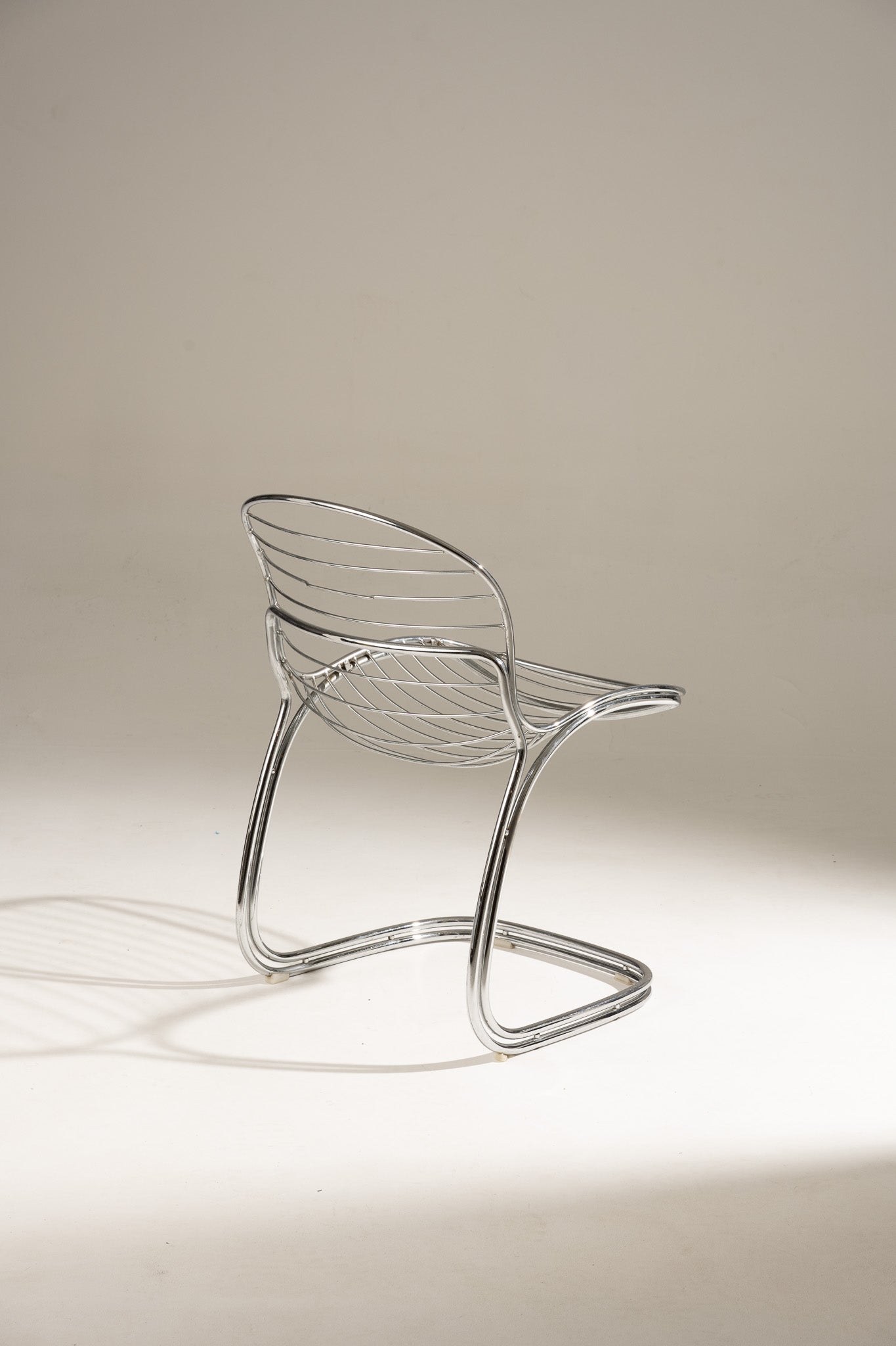 SET OF 6 STEEL AND LEATHER CHAIRS, SABRINA GASTONE RINALDI, 1970s