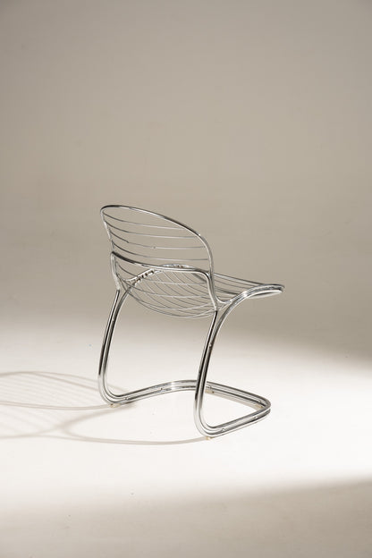 SET OF 6 STEEL AND LEATHER CHAIRS, SABRINA GASTONE RINALDI, 1970s