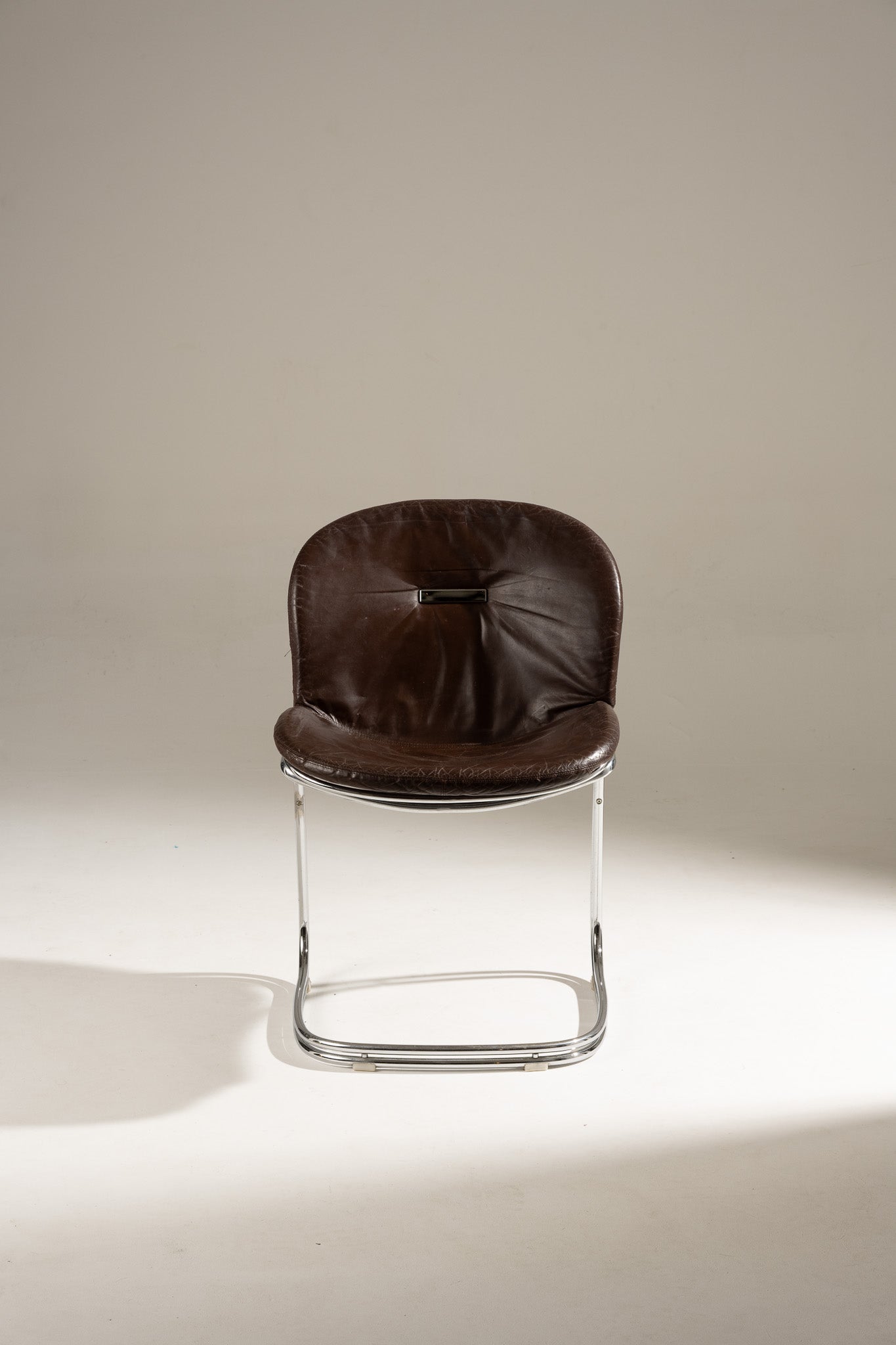 SET OF 6 STEEL AND LEATHER CHAIRS, SABRINA GASTONE RINALDI, 1970s