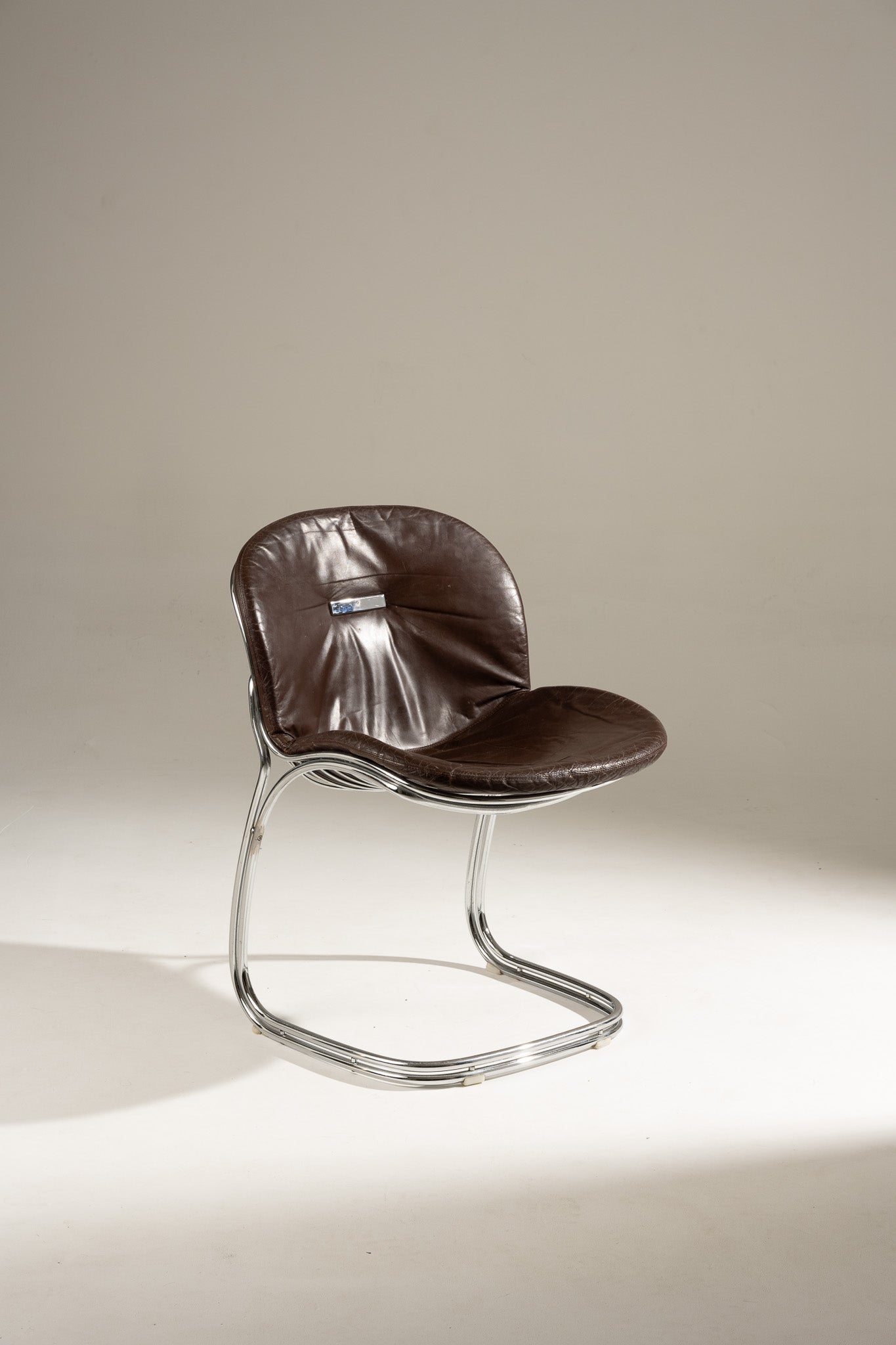 SET OF 6 STEEL AND LEATHER CHAIRS, SABRINA GASTONE RINALDI, 1970s