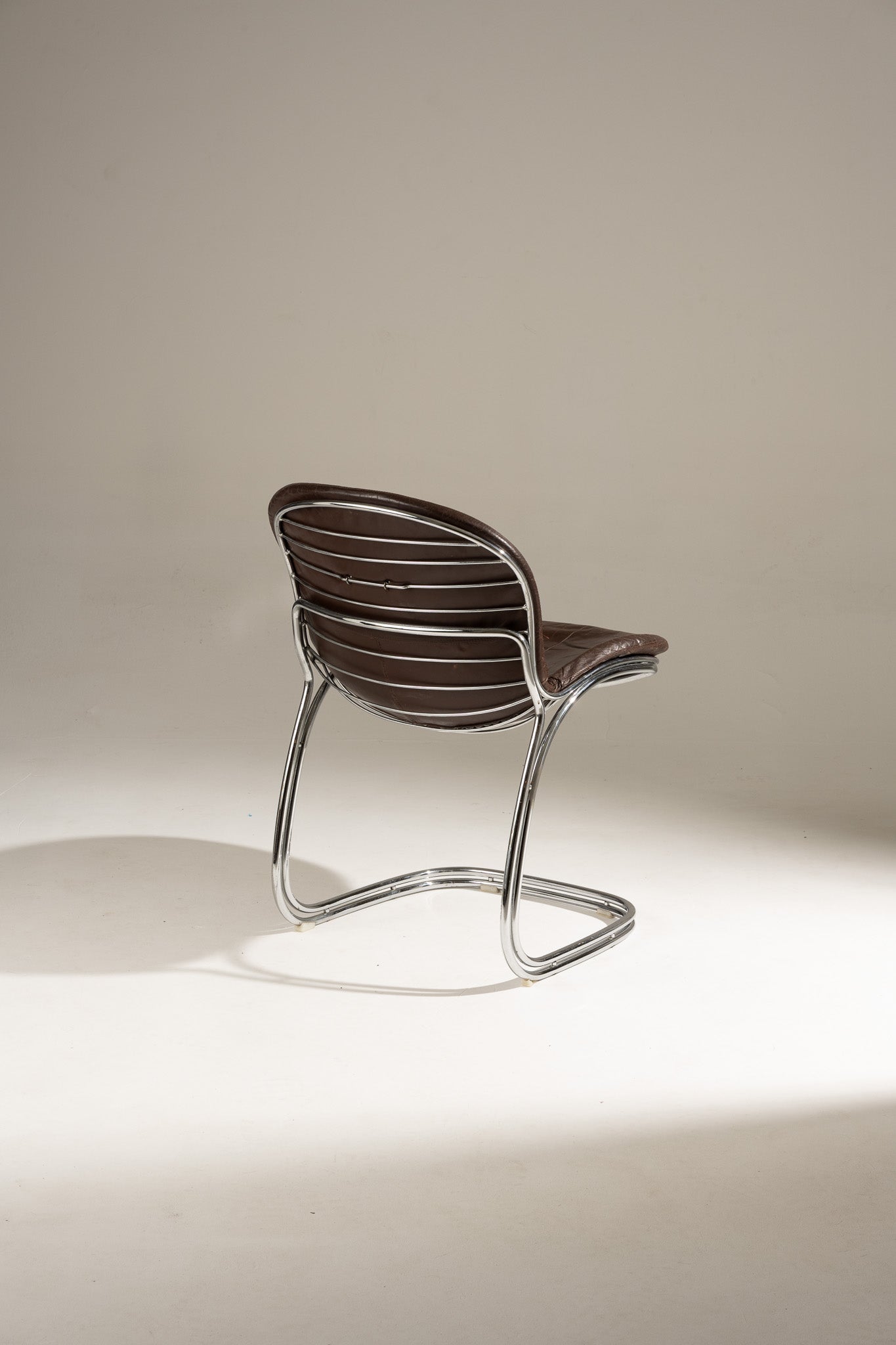 SET OF 6 STEEL AND LEATHER CHAIRS, SABRINA GASTONE RINALDI, 1970s