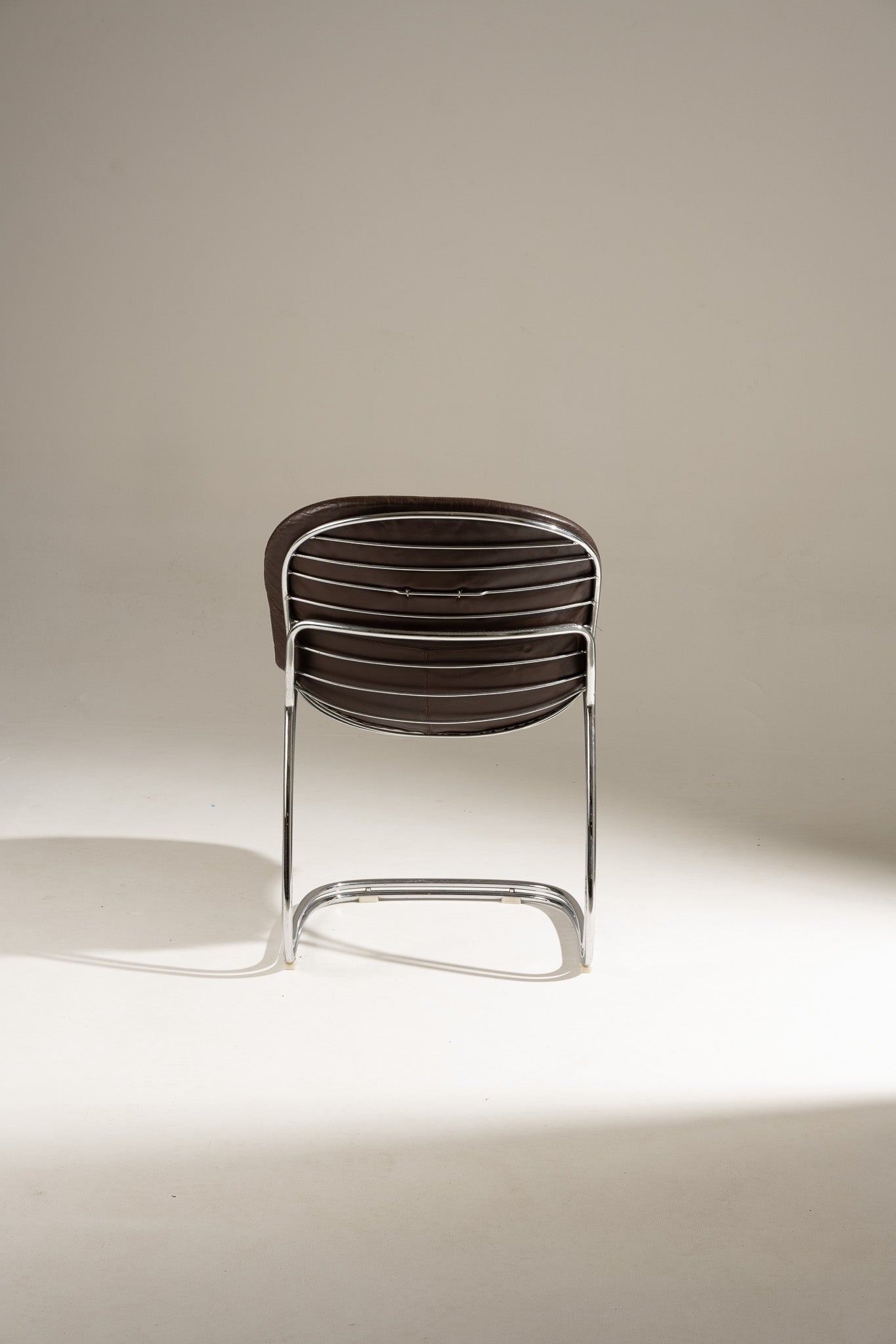 SET OF 6 STEEL AND LEATHER CHAIRS, SABRINA GASTONE RINALDI, 1970s