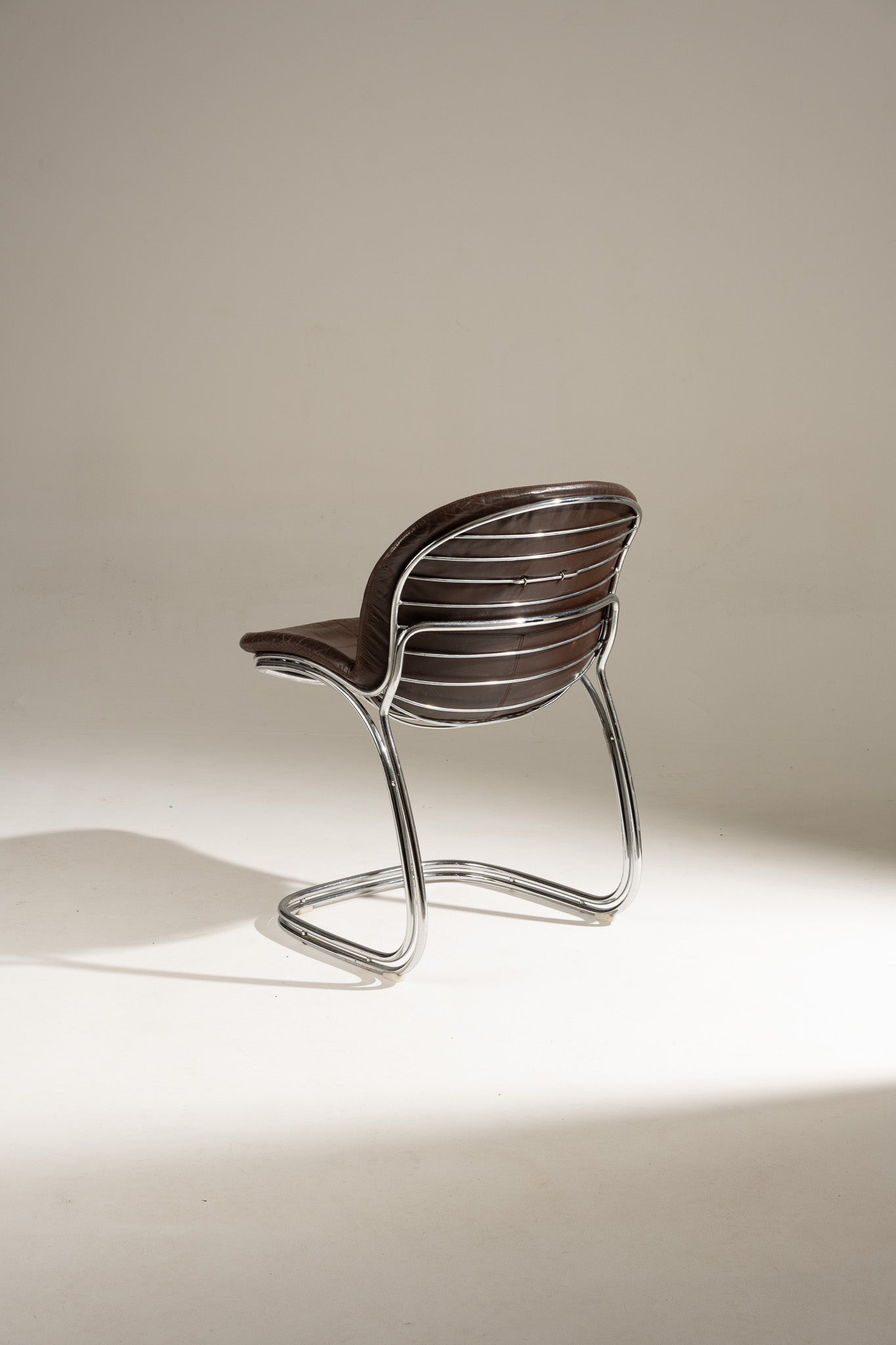 SET OF 6 STEEL AND LEATHER CHAIRS, SABRINA GASTONE RINALDI, 1970s