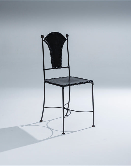 CHAISE EN CUIR ET MÉTAL, 1970s