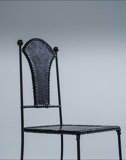 CHAISE EN CUIR ET MÉTAL, 1970s