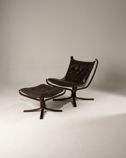FALCON CHAIR AND OTTOMAN, S.RESSEL, 1970s
