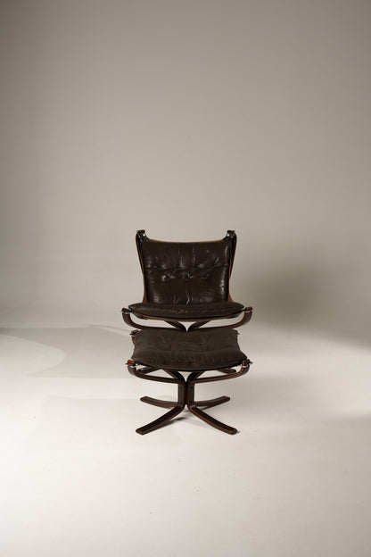 FALCON CHAIR AND OTTOMAN, S.RESSEL, 1970s