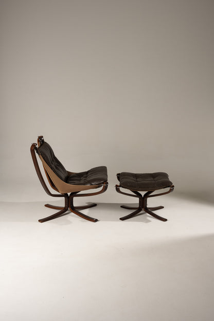 FALCON CHAIR AND OTTOMAN, S.RESSEL, 1970s