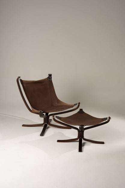 FALCON CHAIR AND OTTOMAN, S.RESSEL, 1970s